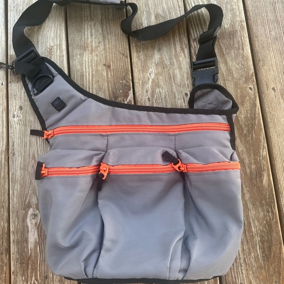 Diaper Dudes Gray and Orange Messenger Bag - Picture 1 of 10